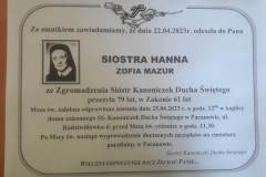Zmarła Siostra Hanna